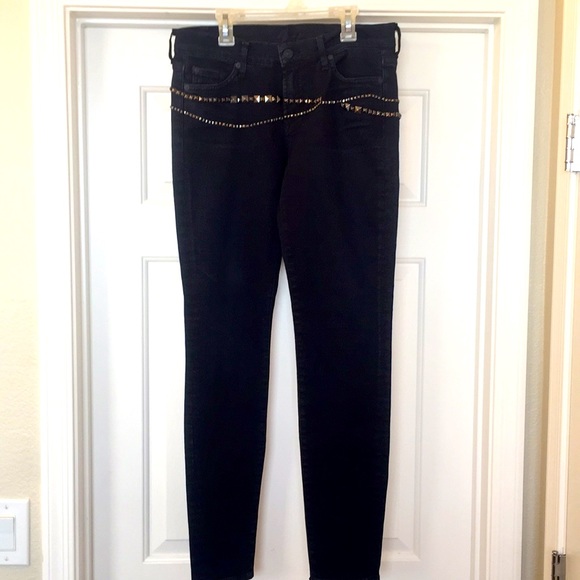New, 7 for All Mankind, Black Jeans 2 studded 30 - Picture 2 of 15